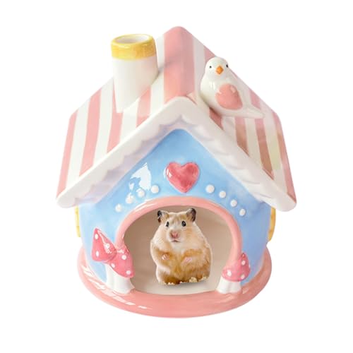 Gerbil House Set, Cute Ceramic Hiding Nests, Small Animal Doll, 7,09 x 6,34 x 5,71 Zoll, Käfig Zubehör für Gerbils, Hamster und Mice Weight About 1200 g von Générique