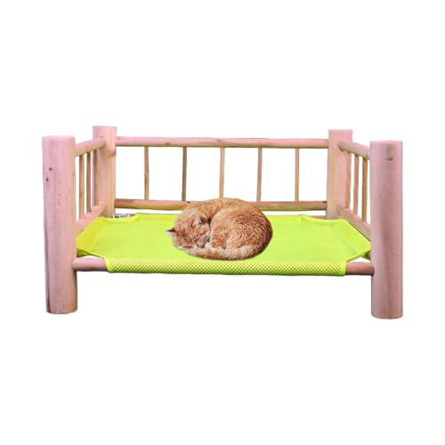 Haustier-Hammock Bed, Wooden Cat Swing Bed, Elevated for Small Animals – Easy Assembly Hammock with Oxford Fabric Pad, abnehmbar für Puppies, Kaninchen, Bunnies und mehr von Générique