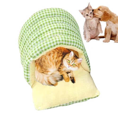 Hunde-Nest Bed, Thickened Plaid Puppy Cave Bed, Cute Enclosed Pet Nest, tragbare warme Tasche für Katzen & Hunde, waschbar, Schlafzubehör für Sofa, Boden 16,93 x 15,75 x 11,02 Zoll von Générique