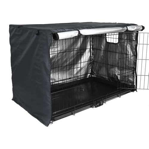 Hundehütte für Hundehütte, Haustier-Kennzeichner, Sonnenblende, 42 Zoll Heavy Duty Oxford-Stoff, winddichter Kennelschutz für mittelgroße Hunde, gegen Stress, für Haustiere, Schwarz (100 x 71 x 71 cm) von Générique