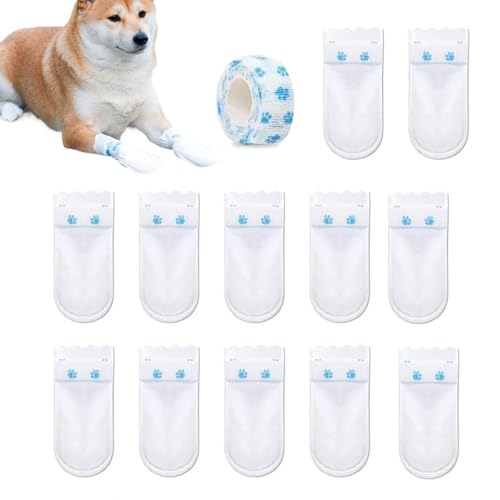 Hundeschutz, wasserdichte Hundebooties, 2 x nicht gewobene Hundeschuhe, Dog Paw Socks Protector mit selbstklebender Bandage für kleine mittelgroße Hunde, 5,87 x 6,1 Zoll, geeignet für Gewicht 5,5-16,5 von Générique