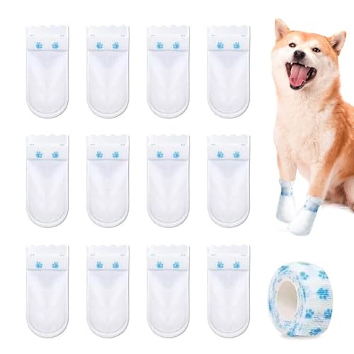 Hundeschutz, wasserdichte Hundebooties, 2 x nicht gewobene Hundeschuhe, Dog Paw Socks Protector mit selbstklebender Bandage für kleine mittelgroße Hunde, 5,87 x 6,1 Zoll, geeignet für Gewicht 5,5-16,5 von Générique