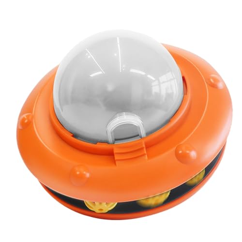 Interaktives Katzenfeeder, wiederaufladbar, Smart Slow Feeder, verstellbare Futterspender, gesunde Promoting Bell Puzzle, 7,87 x 7,87 x 5,12 Zoll, Snackspender für Katzen, Orange von Générique