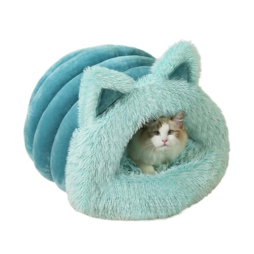 Katzenbett, Katzenhöhle, Katzenhöhle für den Innenbereich, warmes Katzenbett, bequemes Katzenbett, 50 x 42 x 30 cm, beheiztes Katzenbett mit Plüschmaterial & Ears, Comfort Cat Hideaway für Katzen, von Générique