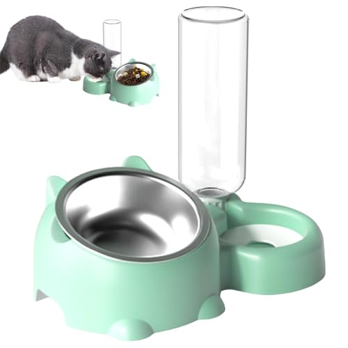 Katzenfutter und Wasserschüssel, 16 Grad Tilted Dog Dish, Wasserspender für Haustiere, abnehmbar, 16 Grad Tilted Dog Dish mit Wasserspender und Haustierfeeder-Set für Katzen und Hunde von Générique