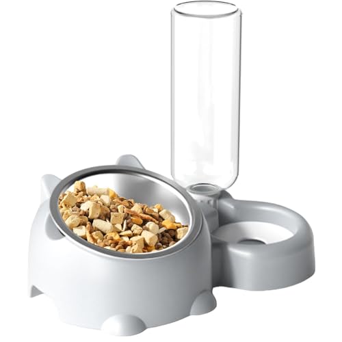 Katzenfutter und Wasserschüssel, 16 Grad Tilted Dog Dish, Wasserspender für Haustiere, abnehmbar, 16 Grad Tilted Dog Dish mit Wasserspender und Haustierfeeder-Set für Katzen und Hunde von Générique