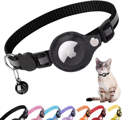 Katzenhalsband, Zubehör für Apple Airtag, Halsband mit Anti-Drosselschnalle für Kätzchen und kleine Hunde, Airtag nicht im Lieferumfang enthalten (schwarz) von Générique