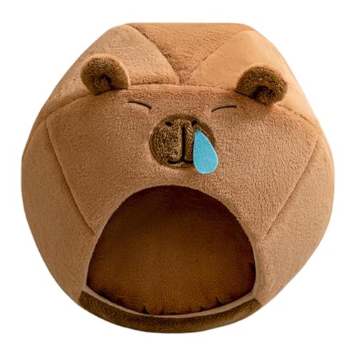 Katzennest mit Capybara-Motiv | kleine Hundehütte für drinnen | Bett für kleine Hunde und Katzen, bequemes Haus in Form von Capybara, 35,6 x 33,9 cm, bequemes Nest für Tiere B von Générique