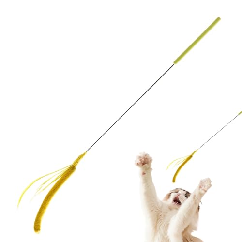 Katzenstab Spielzeug, Katzenstab Spielzeug | Setaria Simulierter Katzen-Teaser | Langer Plüsch-Stab, flexible Feder, Kätzchennecken in Form einer künstlichen Katze für Hauskatzen, Kleintiere von Générique