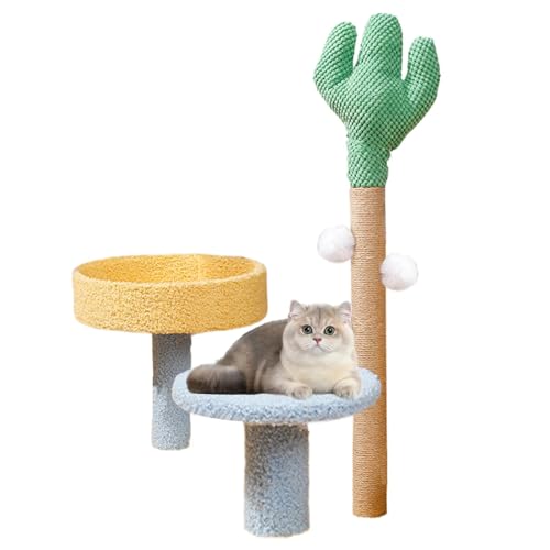 Kratzbaumturm, Katzenbaum für Indoor-Katzen, Condo Tower Cactus Cat - Abnehmbares Katzenhängemattenhaus, ansprechendes Katzenspielhaus mit Platz, Kratzstämme, Bälle für Katzen von Générique