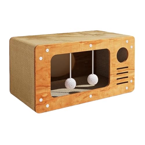 Kratzbox für Katzen, Haus mit Dash Gratch Katzen – Combo Cardin aus Kartons zum Entleeren von Katzen, 2 in 1 Kratzhaus mit Ball, Karton, Katze für Katzen, Kissen zum Kratzen von Générique