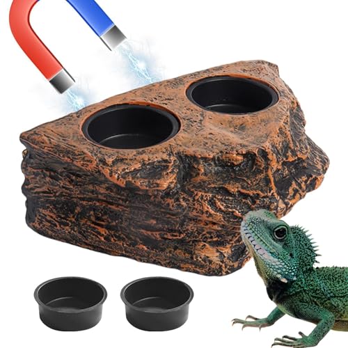 Leopard Gecko Water Dish, Nachahmung Rock Bowl 2 Tassen, Aquarium Dekoration für kleine Torf, Tiere Feeding Tisch, Feeder Tray Accessories 5,71 x 2,36 x 3,94 Zoll von Générique