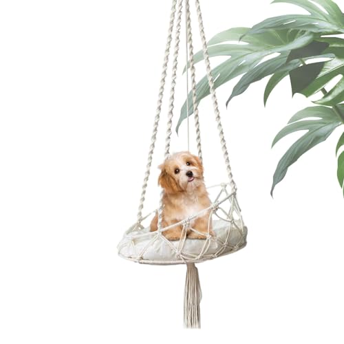 Makramee Cat Hammock, Bohemian Cat Swing, Cat Swing Hammock, Pet Hammock Cushion, Handcrafted Macrame Cats Swing Hammocks Lounging Space with Cushion for Cats to Play and Rest im Bohemian Style von Générique