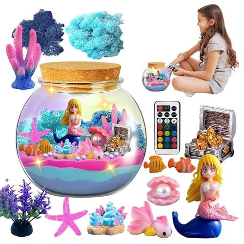 Mermaid Terrarium Kit für Mädchen, LED Night Light Terrarium für Kinder, Terrarium für Kinder mit Fernbedienung, Bildung von Kunst & Handwerk für Kinder, Sea Creatures Aquarium für Mädchen, Mermaid von Générique