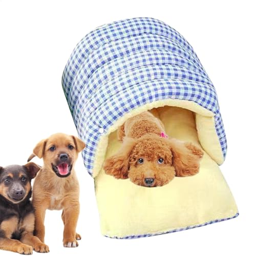 Niedliches Hunde-Nest Bed, tragbar, Haustierschlafsack, Thickened Plaid Pet Bed, niedliches Nest Cave Bed, tragbare Haustiertasche, waschbar, Katzenschlafzubehör für Sofa, Bett, Fleisch und Boden von Générique