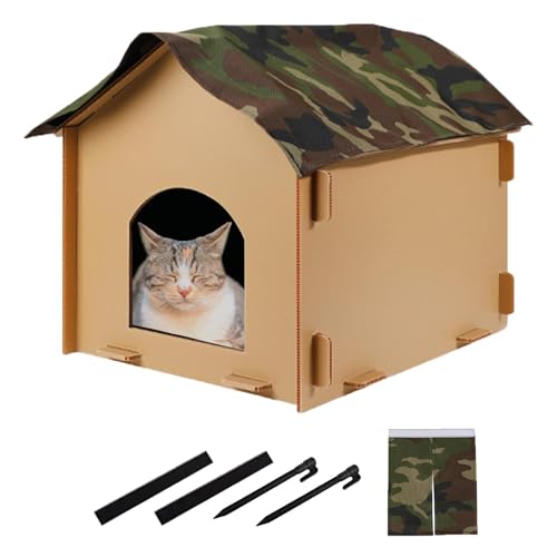 Outdoor Cat House | Katzenhaus Outdoor | Wasserdichtes Katzenhaus mit Schlafpad, 45 x 51 x 47 cm Wasserdichtes Katzenhaus mit Schlafpad, Outdoor-Haus für Regen und Schnee von Générique