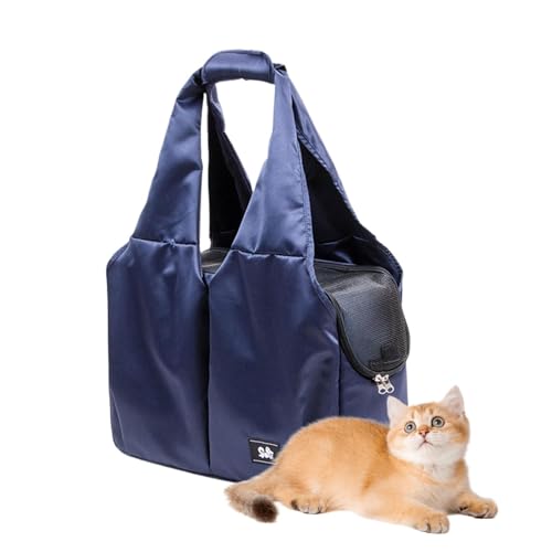 __PLACEHOLDER_BRAND_0__ Cat Travel Sling, 39 x 20 x 60 cm, große Kapazität Pet Shoulder Bag, Breathable Fabric Carrier, bequeme Sling Bag für Hunde und Katzen, ideal für Reisen, Camping, Rot/Blau von Générique