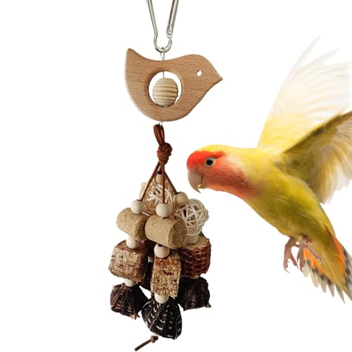 Parakeet Vogelkäfig-Spielzeug, natürliches Holzkäfig-Zubehör für Lovebirds, Sun Conure, Cockatiels, Käfigspielzeug für kleine Vögel, zum Aufhängen von Kaugummi, Spielzeug für Haustiervögel, Spielzeug von Générique