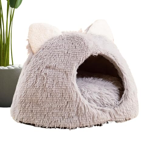 Plush Cat Bed, Katzenhöhle, Haustierbett, Haustierbett, Innen-Katzenbett, Puppy Sleeping Bed, halbgeschlossenes Haustierbett, warmes Haustierbett, Katzenbett, Hunde- und Katzenbett, Cozy Pet Bed von Générique