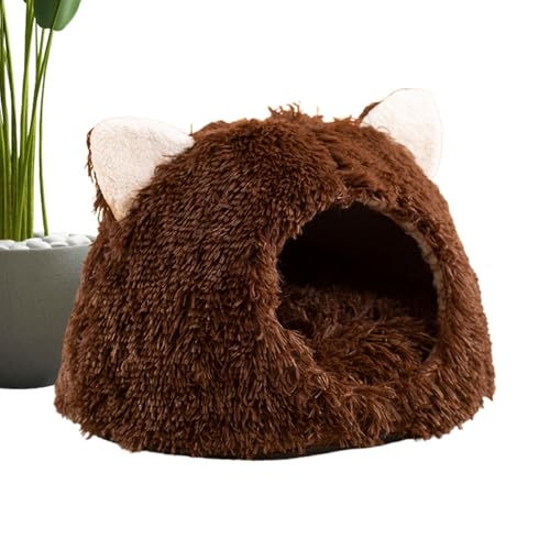 Plush Cat Cave Bed, Warmes Pet Puppy Nesting House, Cat Sleeping Bed Semi-Enclosed, Cute Indoor Cats Beds, Pet Nest Bed for Katzen und Hunde, halbgeschlossenes Katzenbett, Warmes Puppy Nest Bett für von Générique