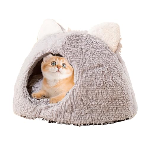 Plush Cat Cave Bed, Warmes Pet Puppy Nesting House, Cat Sleeping Bed Semi-Enclosed, Cute Indoor Cats Beds, Pet Nest Bed for Katzen und Hunde, halbgeschlossenes Katzenbett, Warmes Puppy Nest Bett für von Générique