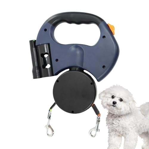 Reflektierendes einziehbares Seil für Hunde, Spazierleine für zwei Hunde, ergonomische Leine für Haustiere, automatische Entwirrung, praktischer Haken, reflektierend, entwirrt von Générique