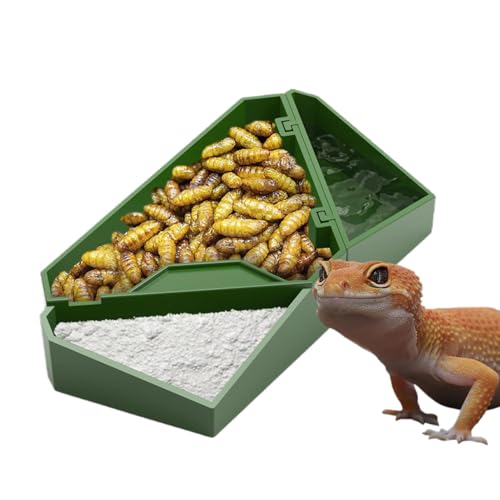 Reptile Feeding Dish, Multifunctional Lizard Food Bowl, 4,96 x 2,44 Zoll kleine Tiere, Trinkschale, leicht zu reinigen, Reptilien-Zubehör, abnehmbarer Tierfeeder für Bunnies, Lizards von Générique