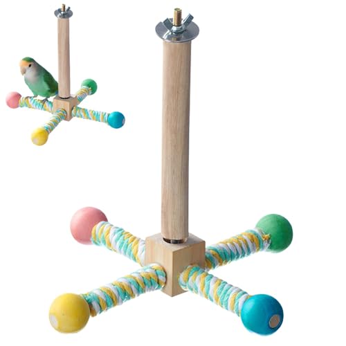 Rotating Bird Perch mit Paw Grinding Pole, Interactive Parrot Standing Sticks für Vögel, Holzscheiben, Climbing Äste für Budgies, ideal für Käfig von Générique