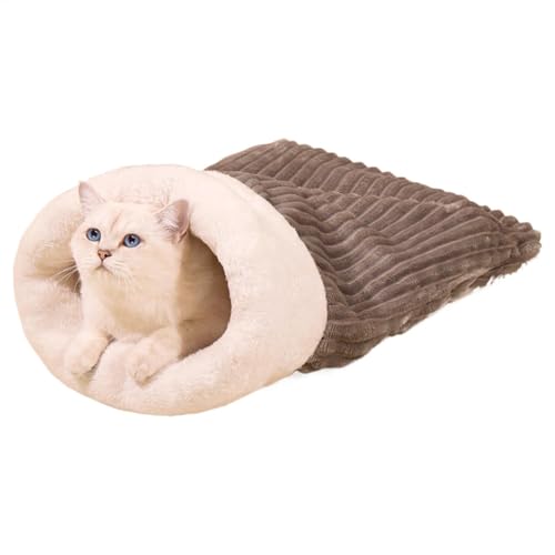 Schlafsack für Katzen – Winterschlafsack für Katzen, warmes Bett aus Plüsch, halbgeschlossen, weiche und bequeme Tasche für Katzen und kleine Haustiere, bequemer und großer Schlafsack von Générique