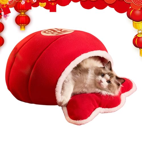 Schlafsack für Katzen - warmes Katzenbett, Kuschelsack für Katzen, Plüschnest für Katzen | Chinesisches Neujahrs-Katzennest Plüsch, dicke Plüsch-Kuscheltasche für Hauskatzen von Générique