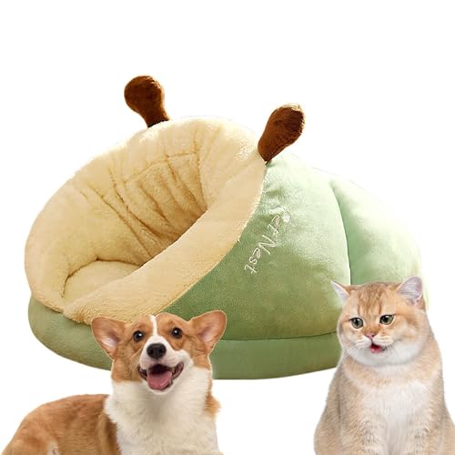 Secure Cat Bed, Soft Cat Cave, Enclosed Cat Bed Cave, Portable Dog Blue Cave, 39 x 40 x 30 x 30 cm Höhle Bett Fluffys für Hunde mit abnehmbarem, waschbarem Kissen, Grün, 1 Stück von Générique