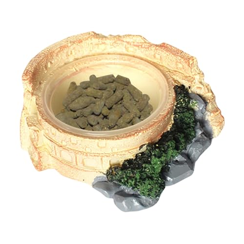 Seltenes Resin Reptilien-Dish, Lizard Water Bowl für Terrarien, 7,55 x 3,54 Zoll, Turtle Habitat Feeder mit transparentem Feeding Bowl, Tier-Federständer und Zubehör von Générique