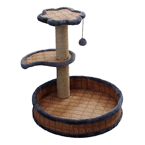 Shibohan Kratzbaum 44 cm im antiken Design mit Ball Spielzeug für Kätzchen für ausgewachsene Katzen, Dunkelblau, Hellblau, Gelb von Générique