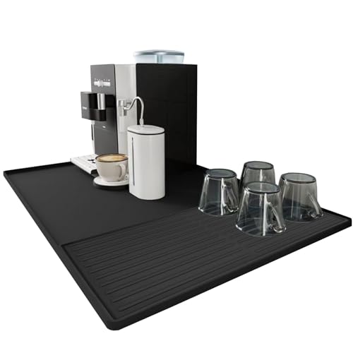 Silikon-Kaffeematte, Kaffeebarmatte, erhöhte Kanten, hitzebeständige Kaffeemaschinenmatte, Silikonmatte zum Trocknen von Geschirr, multifunktionales Kaffeebarzubehör für von Générique