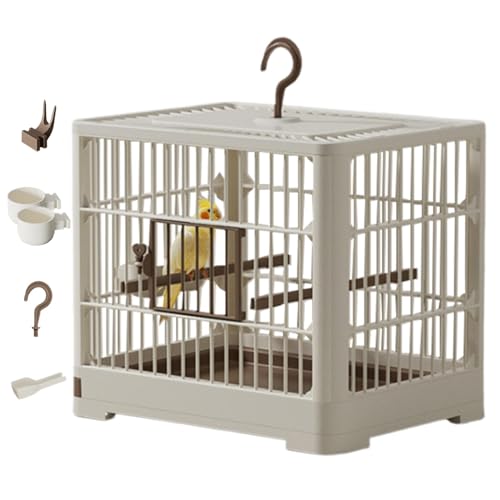 Small Bird Travel Cage, Portable Bird Carrier, Lightweight Container with Standing Pole, Detachable Tray and Hook Handle for Parakeets and Small Parrots, 40 x 32 x 40 inch von Générique