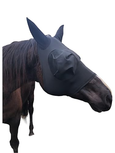 Standar Horsemaske, schwarz, mit Ohrenschützer, atmungsaktives Netz, UV-Schutz, Mücken, Insekten, dehnbare Komfortmaske von Générique