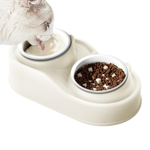 Tilted Cat Food Bowls, 15 Degree Tilted Pet Bowls, Raised Pet Puppy Dishes, Anti Vomiting Dog Bowls, Double Pet Bowls for Dogs, Ceramic Double Pet Bowls, Raised Feeding Bowls for Cats, von Générique