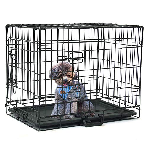 Transportkäfig für Hunde und Katzen, aus robustem Metall – sichere Reisebox mit Doppeltür, abnehmbare ABS-Platte, einfache Montage ohne Werkzeug – 63 x 44 x 50,5 cm (bis 30 lbs) von Générique