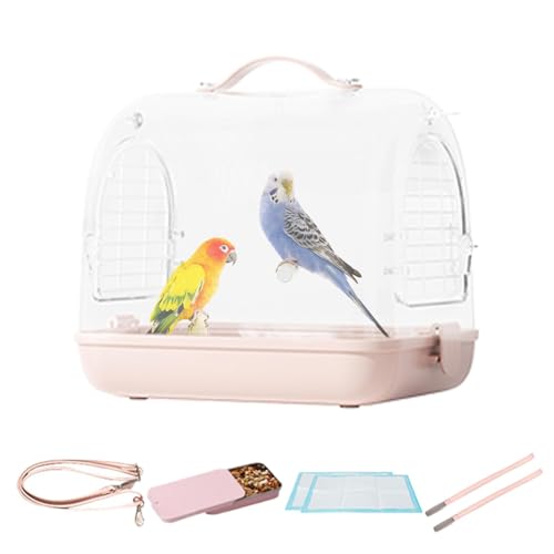 Vogelkäfig, tragbar, transparent, Rucksack für Haustiervögel, abnehmbar, atmungsaktiv, bequem, Cockatiel-Transportkäfig, Sittiche, Parakeets und Lovebirds von Générique