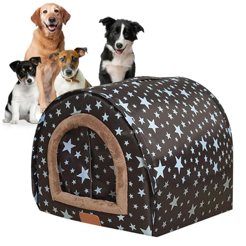 Winter-Void-Hundehaus mit Tür aus flexiblem Stoff | Bequemes Welpenbett-Haus, abnehmbar, waschbar, für mittelgroße Hunde, Innenhundehaus mit Tür, Haus Winter-Void-Hundehaus mit Tür aus flexiblem Stoff | Bequemes Welpenbett-Haus, abnehmbar, waschbar, für mittelgroße Hunde, Innenhundehaus mit Tür, Haus von Générique