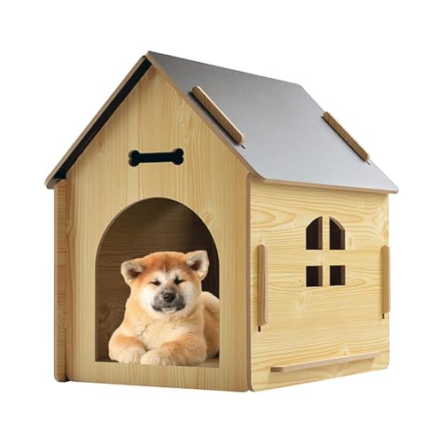 Wooden Dog House, Wetterfestes Hundehütte, Outdoor-Hundehütte, wasserdichtes Katzenhaus, Hundehütte, Terrasse, Hund, Außenhund, Gartenhof, Hundehütte, isoliertes Hundehaus von Générique