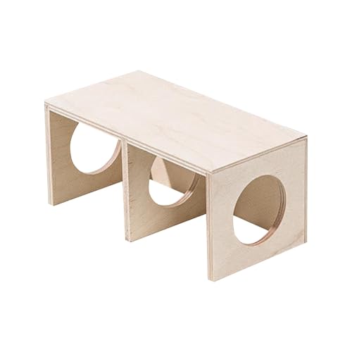 Wooden Hamster Hide-Habitat, Holzhamster, Maze, niedliches 2-Schlafzimmerhaus, 20 x 10 x 9 cm, natürliches Holz, für kleine Tiere von Générique