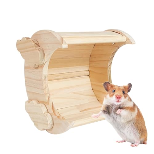 Wooden Hamster House, Moon-Shaped Chinchilla Habitat, 15 x 14 x 15 cm, Cozy Rabbit Hut für kleine Tiere, Hamster Habitat Shelter für Bunnies, Hedgehogs, Guinea Pigs von Générique