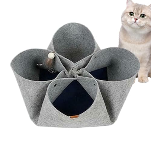 Zusammenklappbarer Katzentunnel, Pet Tunnel, interaktives Katzenspielzeug, faltbarer Katzenhöhle, Kitten Tunnel, tragbarer Katzentunnel, Felt Cat Hideplace, Cat Tunnel mit Ball, Cat Tunnel Toy, von Générique