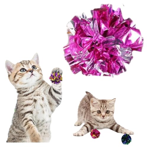 1 x Knisterbälle für Katzen, Katzenspielzeug, Rassel-Papierball, bunter Papierball, Jagd-Trainingsaktivität für Katzen, Kätzchen, jeder Ball ist ca. 5,5 cm, leicht und mehrfarbig von Generisch