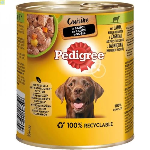 12 x Pedigree Dose Cuisine in Sauce Lamm, Nudeln & Karotten 800g von Generisch