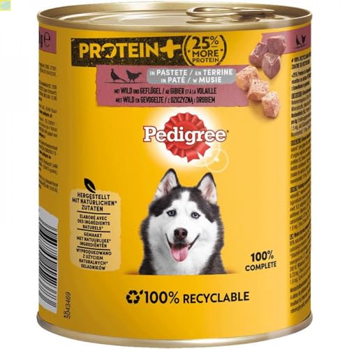 12 x Pedigree Dose Protein Wild & Geflügel in Pastete 800g von Generisch