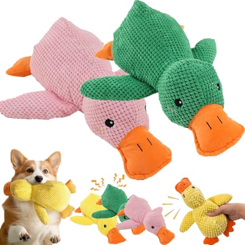 2025 New Anti Stress Ente Hund, Anti Stress Ente Hund Pfotenstern, Pfotenmond Ente, Pfotenmond Anti Stress Ente, Anti Stress Ente Für Hunde, Hundespielzeug Ente, Hunde Ente (green+pink, 45*38cm) von Generisch