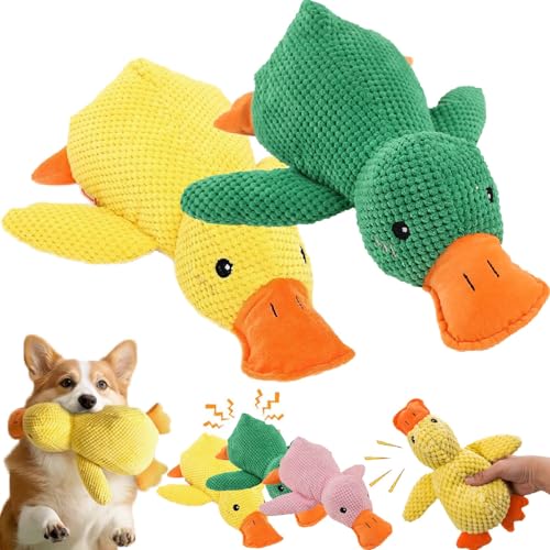 2025 New Anti Stress Ente Hund, Anti Stress Ente Hund Pfotenstern, Pfotenmond Ente, Pfotenmond Anti Stress Ente, Anti Stress Ente Für Hunde, Hundespielzeug Ente, Hunde Ente (yellow+green, 25*22cm) von Generisch