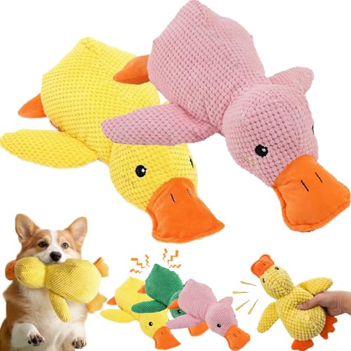 2025 New Anti Stress Ente Hund, Anti Stress Ente Hund Pfotenstern, Pfotenmond Ente, Pfotenmond Anti Stress Ente, Anti Stress Ente Für Hunde, Hundespielzeug Ente, Hunde Ente (yellow+pink, 25*22cm) von Generisch